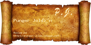 Punger Jolán névjegykártya